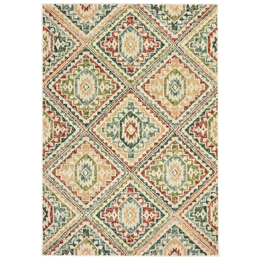10x13 Sphinx Ivory Geometric Blocks Ovals Area Rug 8530A - Aprx 9' 10" x 12' 10" - Picture 2 of 2