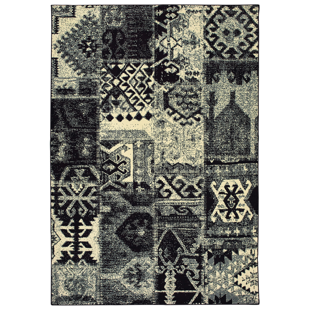 10×13 Sphinx Black Patchwork Scrolls Area Rug 1804K – Aprx 9′ 10″ x 12′ 10″