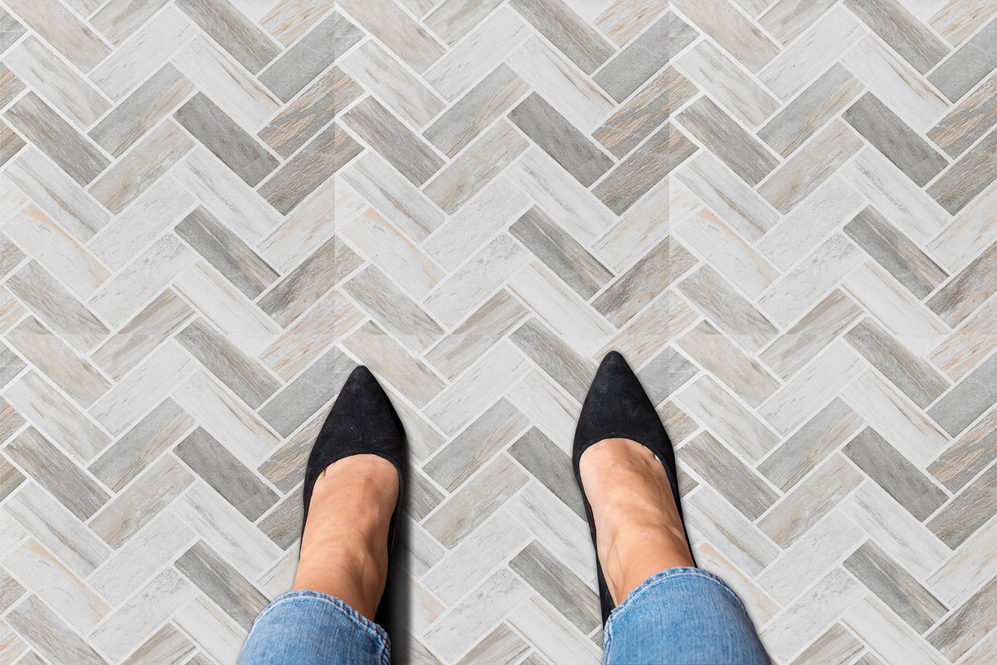 Creative Home Retro 1.5mm Thick Vinyl Tiles 628 Stone Herringbone