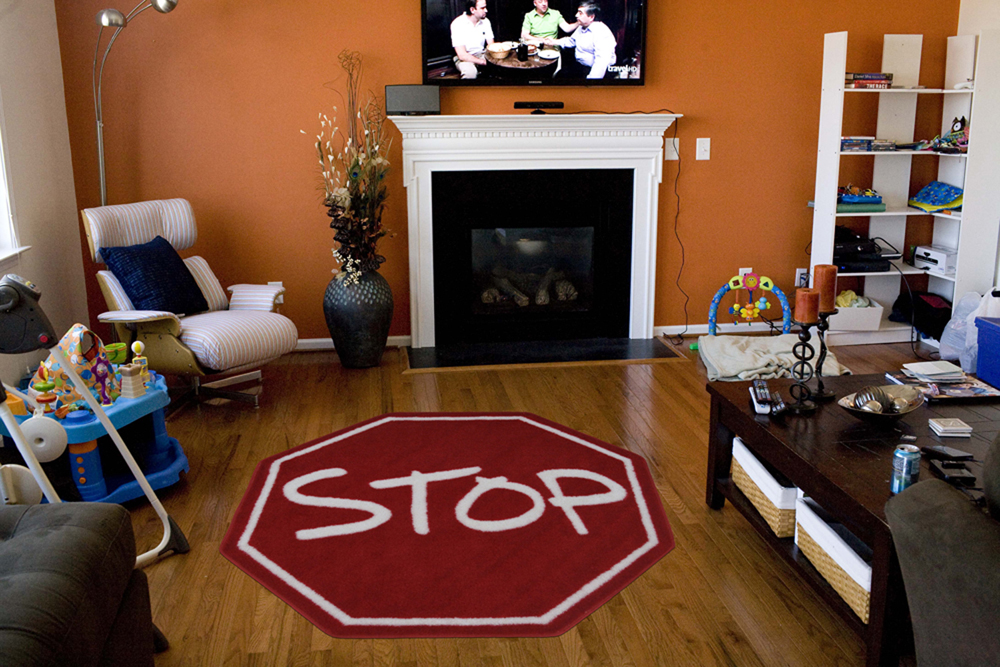 Fun Area Rugs Fun Time Shape Rugs FTS029 Stop Sign Red Fun Time