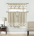 Hellen 3-Piece Set Window Curtain - Tier & Valance, Taupe