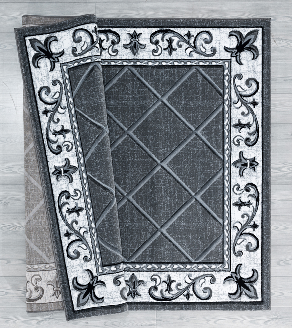 Gray Transitional Casual Scrolls Flur De Lis Area Rug Geometric 2050 10972 - Picture 6 of 16