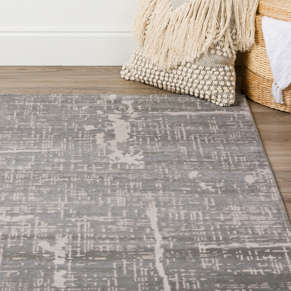 3x5 Dalyn Gray Scratches Etched Worn Abstract Door Mat CC5 - Aprx 3' 3" x 5' 1" - Picture 6 of 6