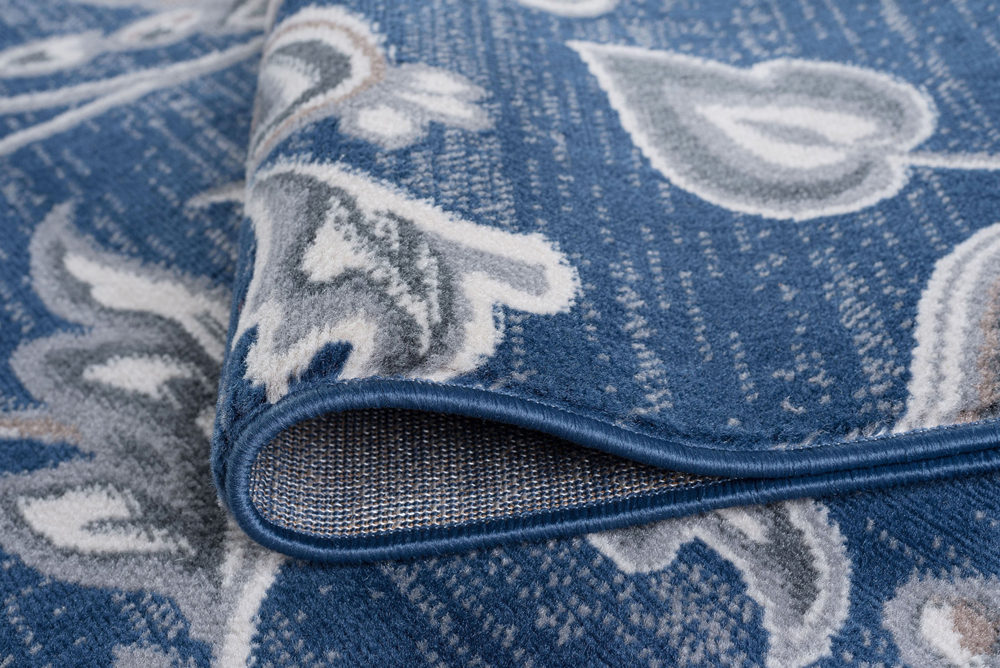 Blue Contemporary Synthetics Vines Blossoms Bulbs Area Rug Floral MDN3507 - Picture 6 of 6