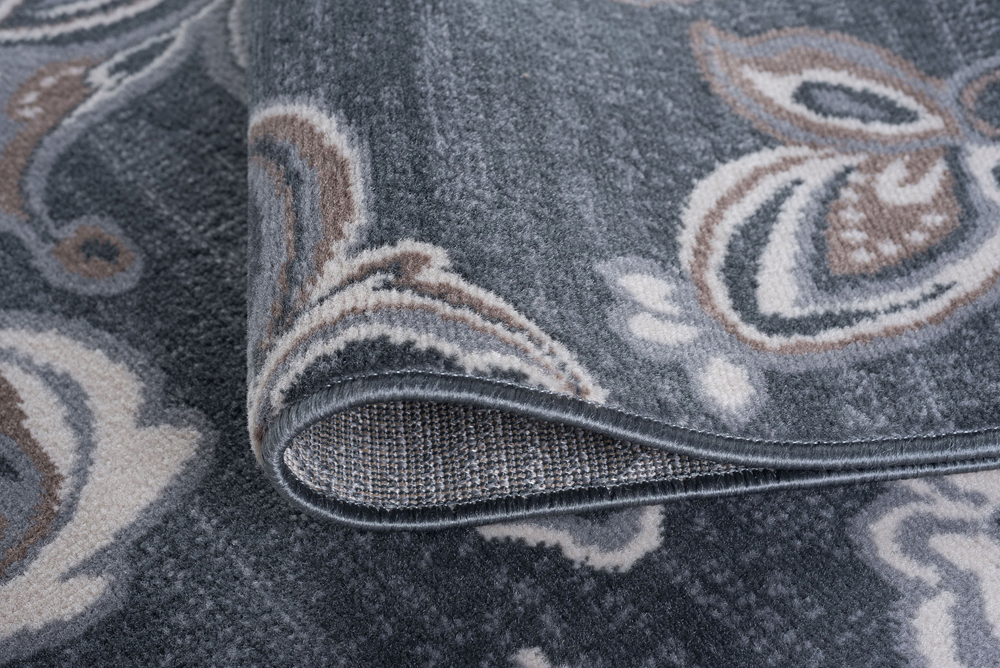 Gray Contemporary Synthetics Leaves Curves Blossoms Area Rug Floral MDN3541 - Picture 8 of 8