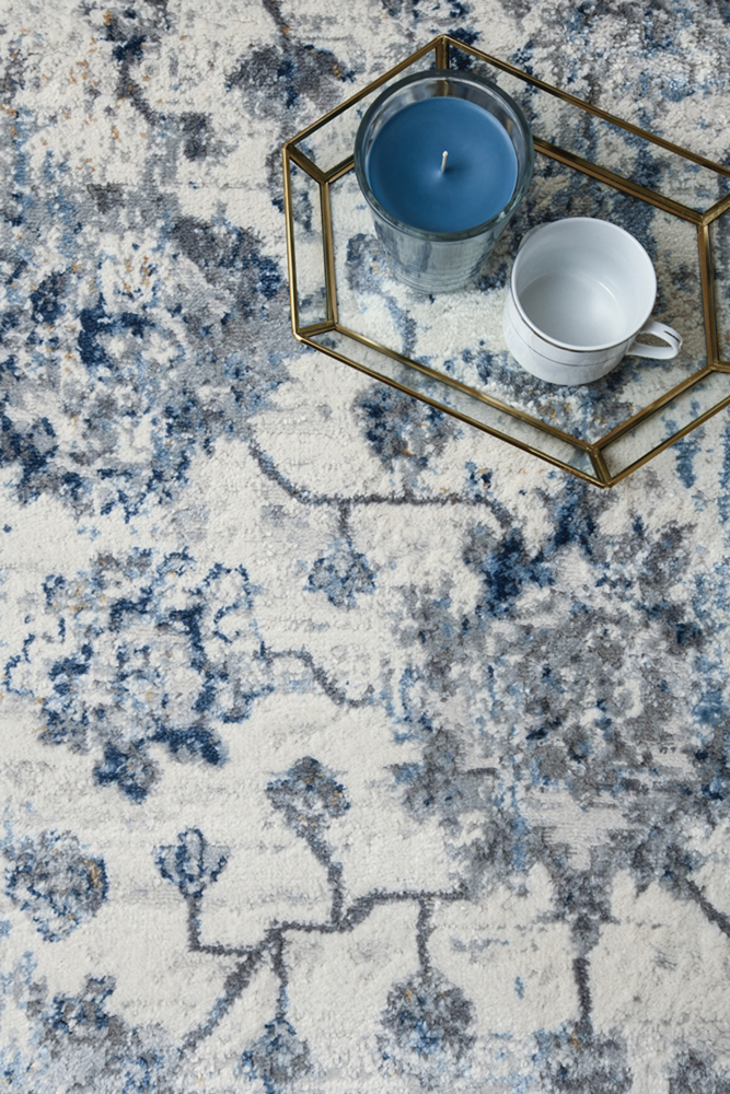 2x7 United Weavers Blue Floral Scrolls Runner 4540 20260 - Aprx 2' 7" x 7' 4" - Picture 6 of 6