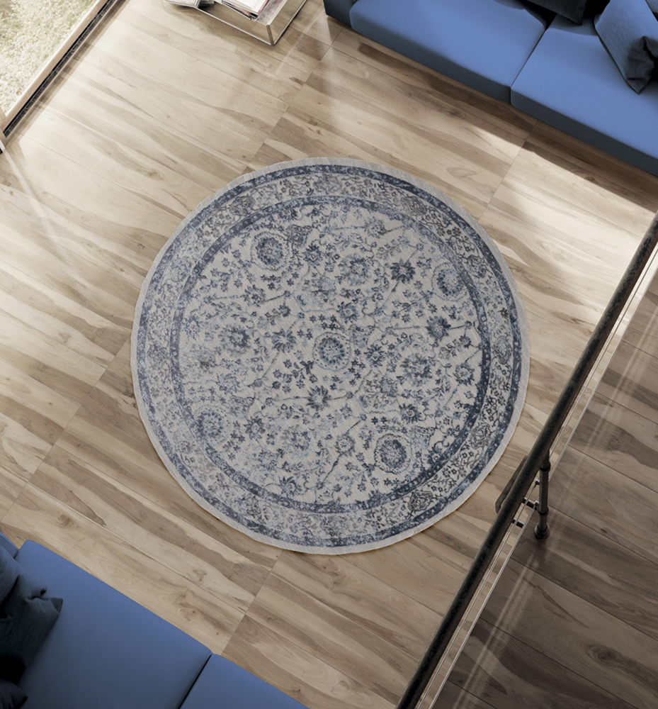 United Weavers Blue Petals Bulbs Vines Contemporary Area Rug Bordered 2601 10260 - Picture 8 of 8