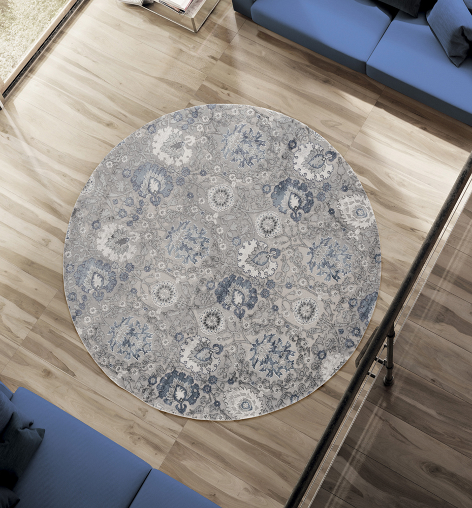 United Weavers Blue Rings Petals Bulbs Contemporary Area Rug Floral 2601 10460 - Picture 8 of 10