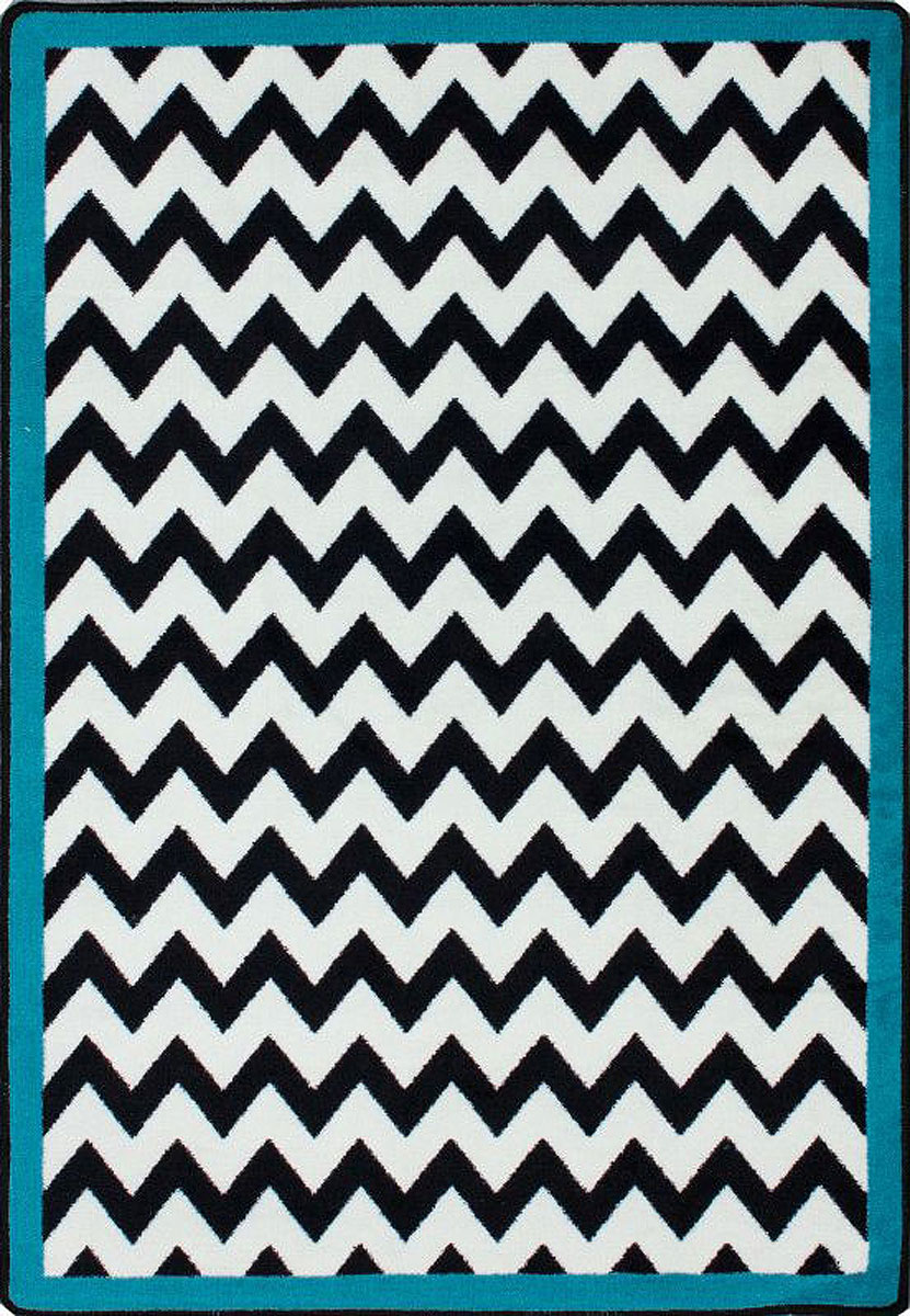 Milliken Area Rugs Black & White Rugs Vibe Border Turquoise Black & White Rugs by Milliken