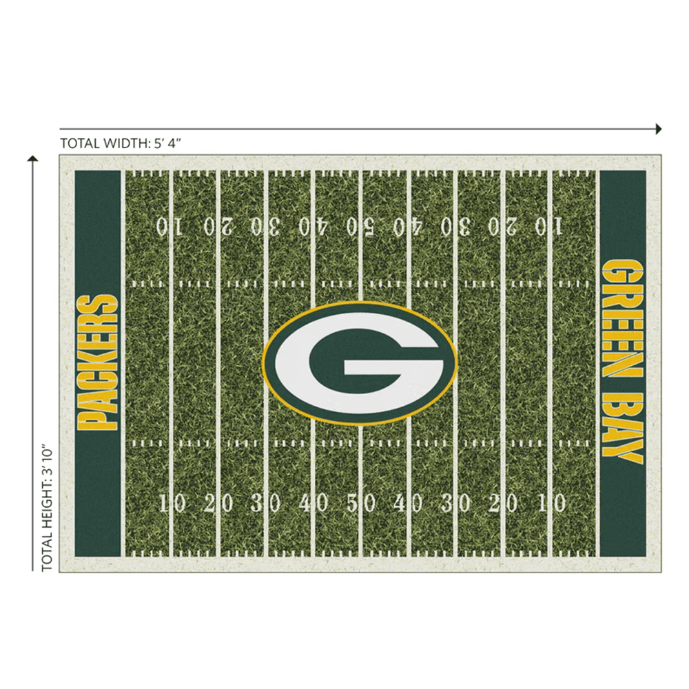Green Bay Packers Rectangle Area Rug – Premium Polyester, Anti-Slip, Machine Washable