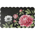 Peony Scalloped Mats, Black