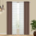 This 4-Piece Tribeca 1754 Sheer with Solid Panels Window Curtain Brown