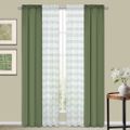 This 4-Piece Tribeca 1754 Sheer with Solid Panels Window Curtain Green
