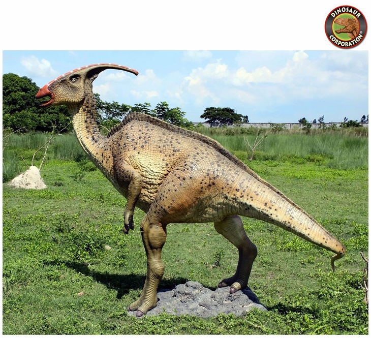 Scaled Parasaurolophus statue Dinosaur Garden Sculpture