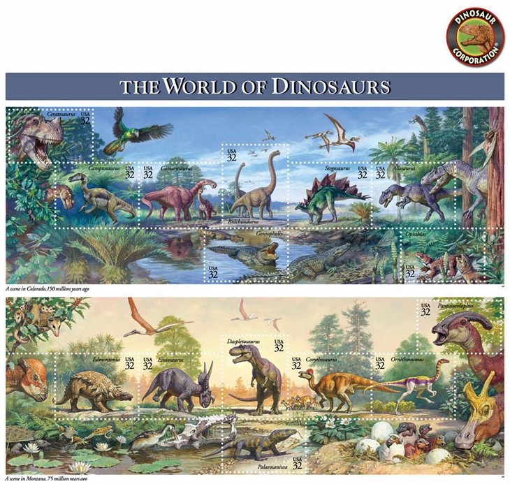 Dinosaur Stamps The World of Dinosaurs USA