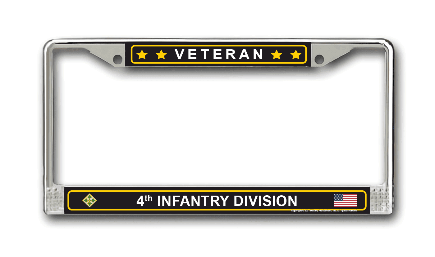 4th Infantry Division Veteran License Plate Frame US Army Division Veteran License Plate