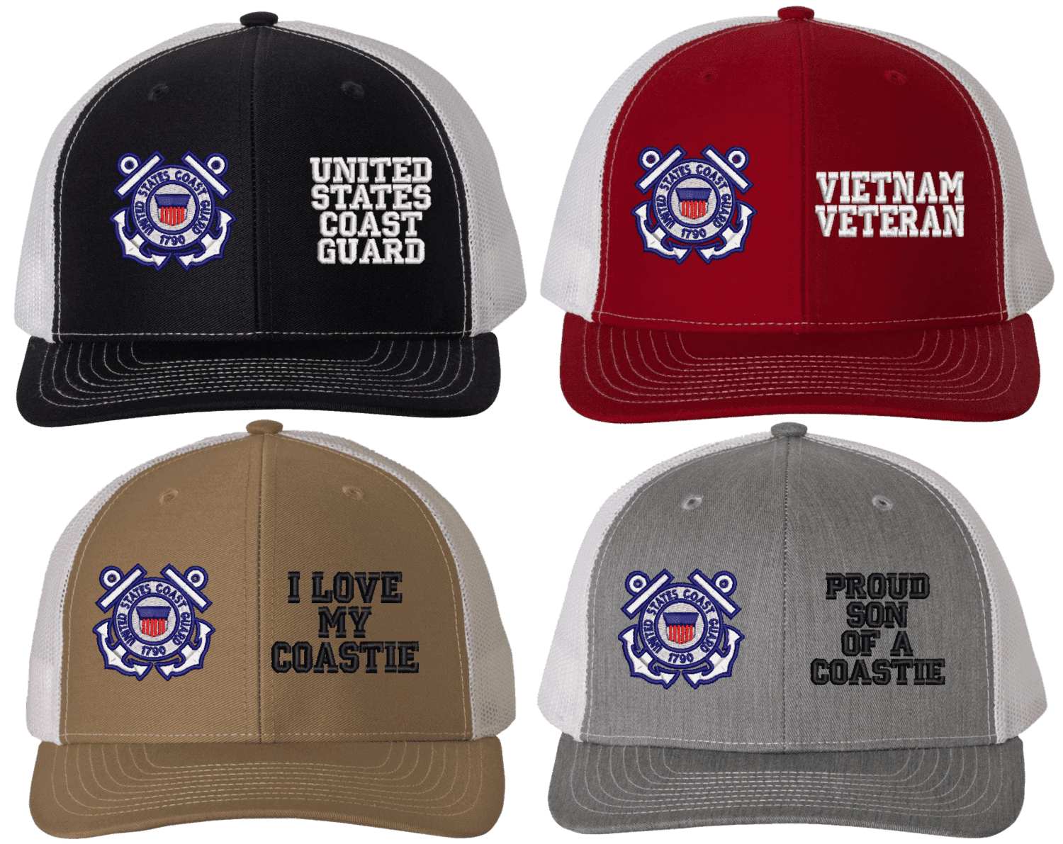 Custom US Coast Guard Split Cap - New Custom Military Split Mesh Back ...