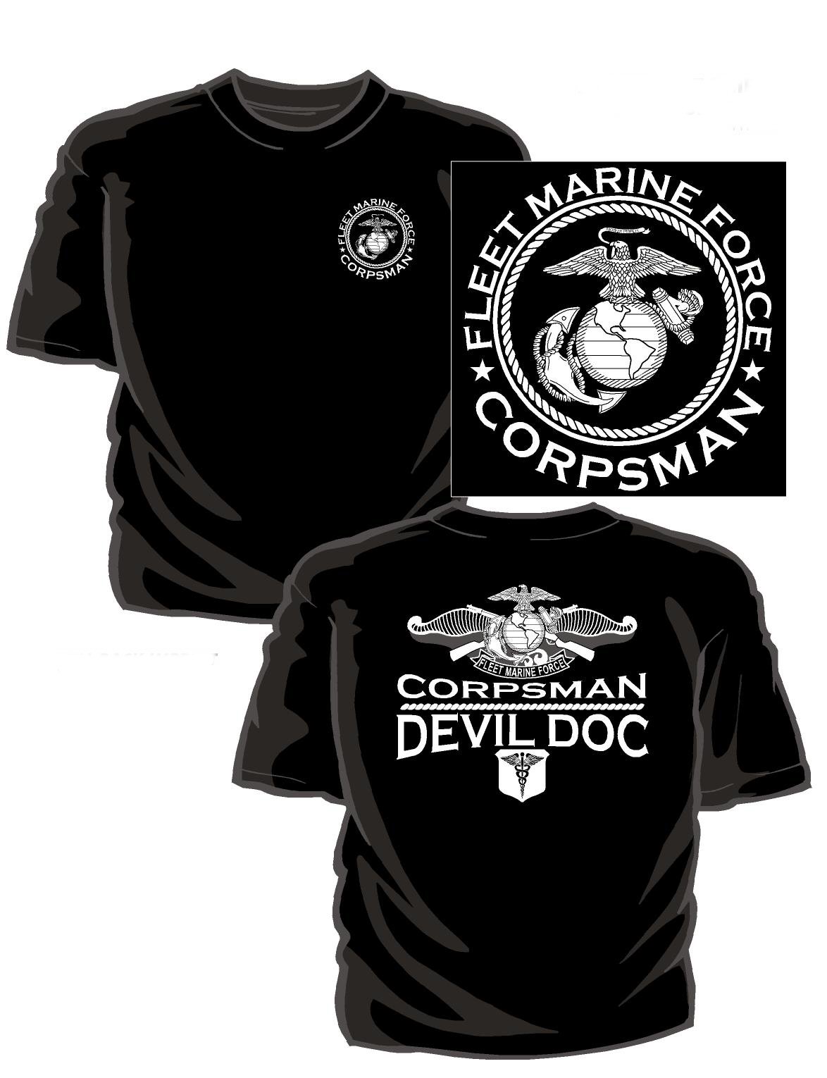 Fleet Marine Force Corpsman T-Shirt - Black - US Navy T-Shirts -  PriorService.com