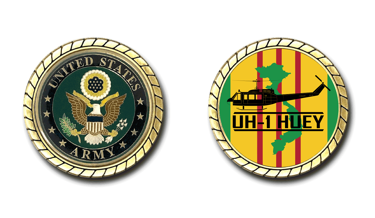 thumbnail interactive-video image 1 of Brand New U.S. Army UH-1 Huey Challenge Coin 1 of 2