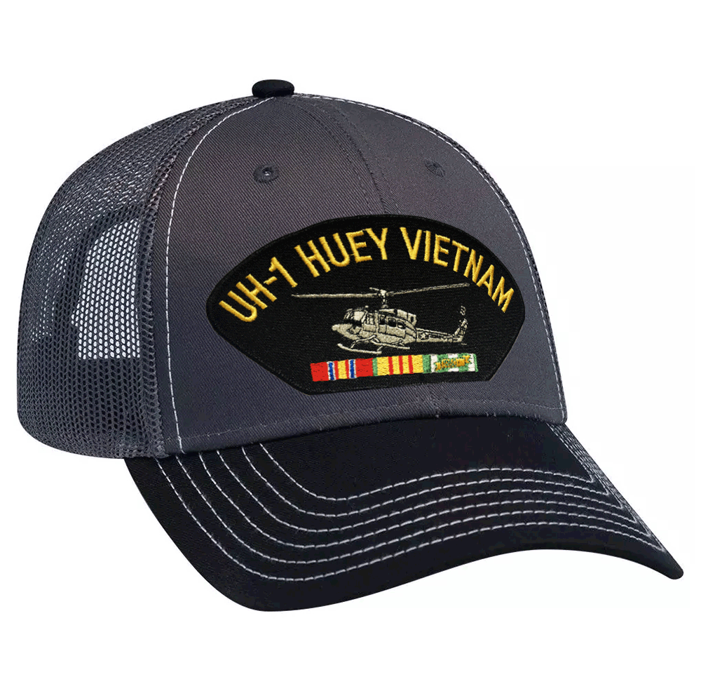 UH-1 Huey Vietnam War Gray Mesh Cap - New Gray Mesh Caps