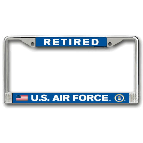 US Air Force Retired Metal License Plate Frame – Military Car Accessory, Front & Rear