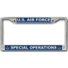 Thin Frame RETIRED UNITED STATES AIR FORCE License Plate Frame - Car Plate Frames 1541, Chrome/Black?