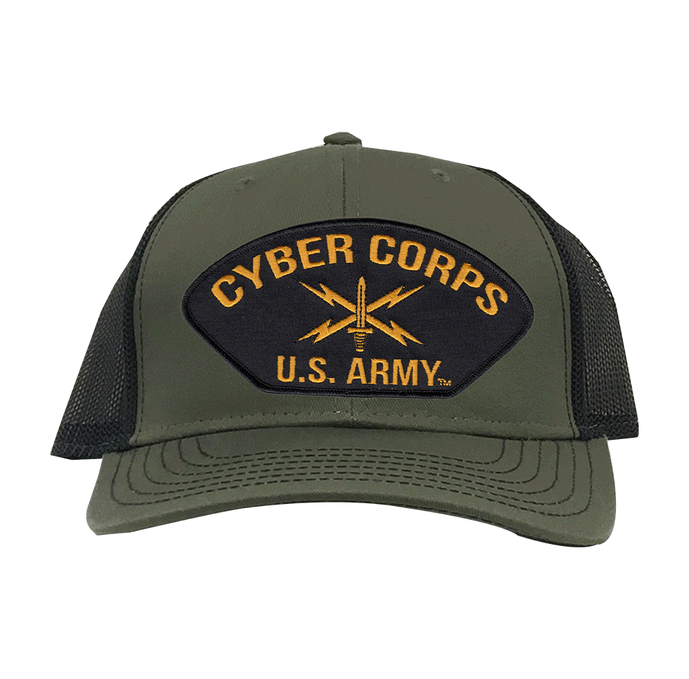 US Army Cyber Corps OD Green Mesh Ball Cap - US Army Branch of Service ...
