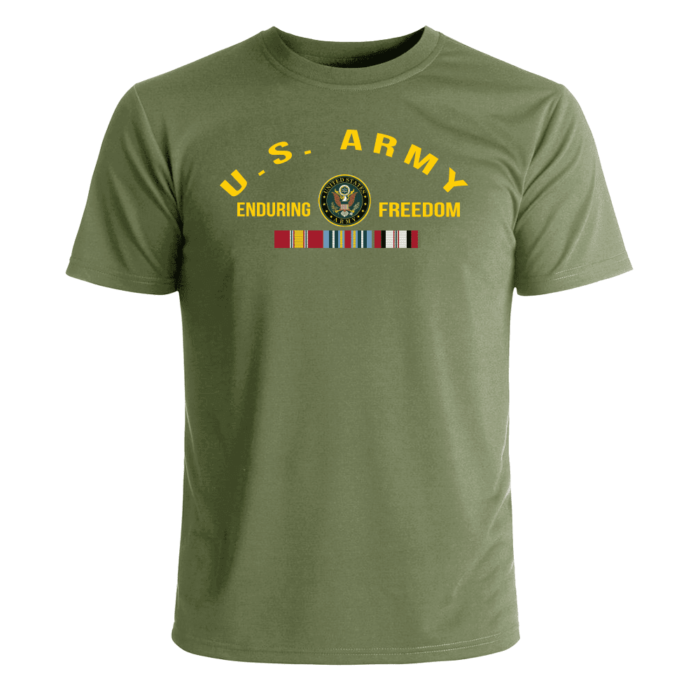 US Army Enduring Freedom Veteran with Ribbons TShirt US Army Veteran