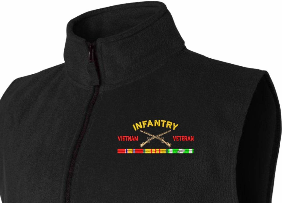 US Army Infantry Vietnam Veteran Fleece Vest US Army Branch Vietnam