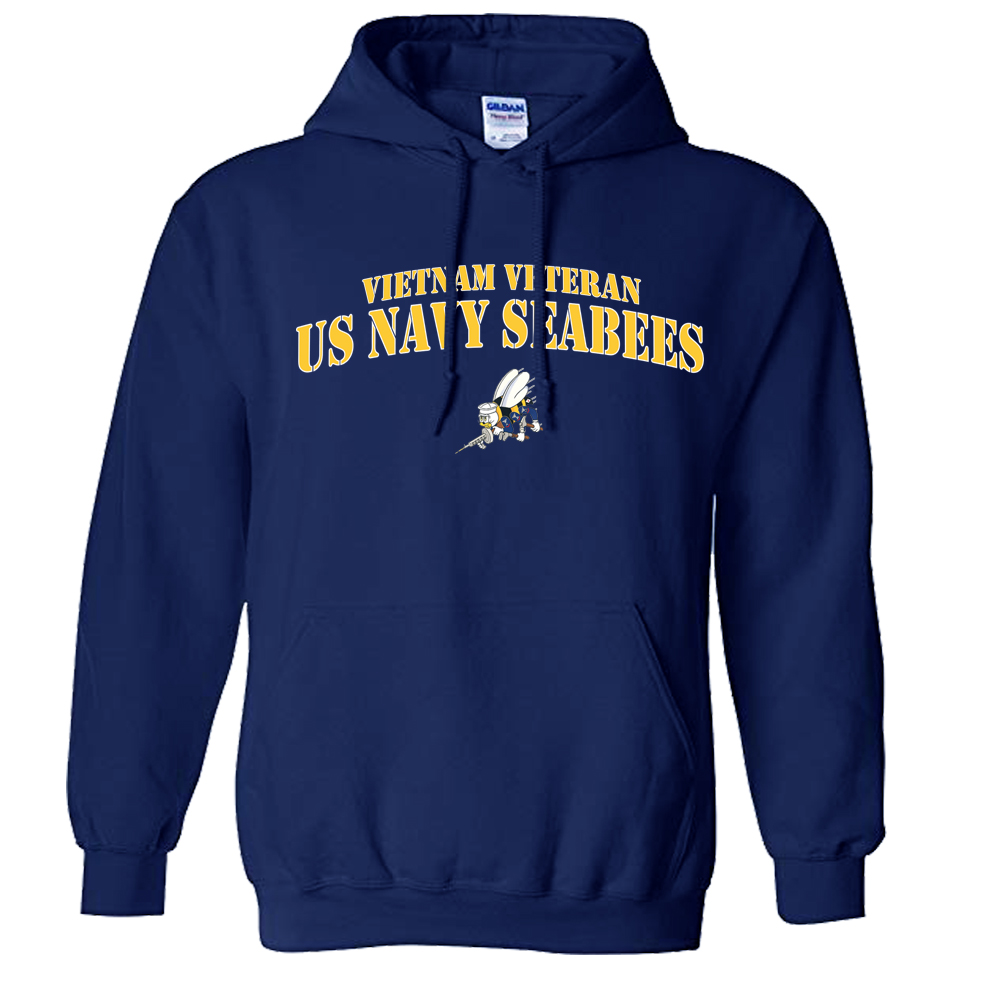 US Navy Seabees Vietnam Veteran Blue Hooded Sweatshirt - US Navy