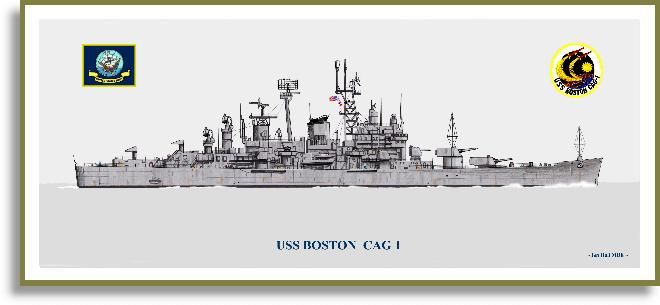 USS Boston CAG-1 Navy Ship Hat - Official U.S. Military Ball Cap, Dark Navy Blue, Adjustable