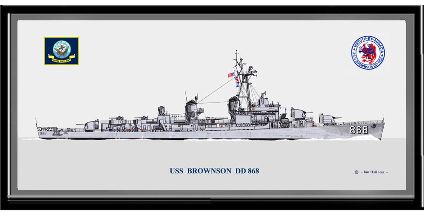 USS Brownson DD868 in 1950s Ship Print Destroyer Prints