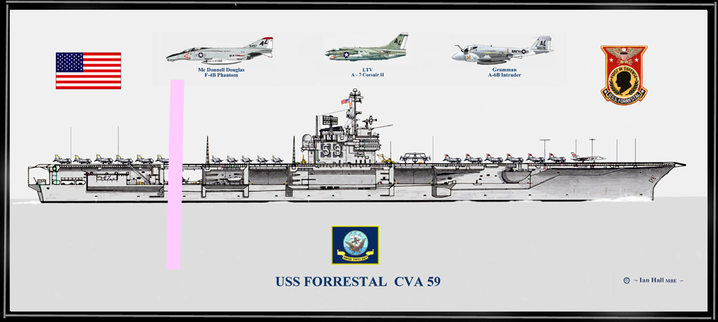 USS Forrestal CVA-59 w/ Aircraft Print - Aircraft Carriers Prints