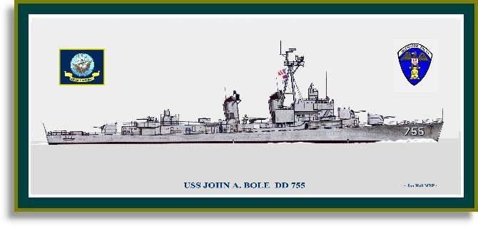 USS John A. Bole DD-755 in 1950's Print - Destroyers G-M