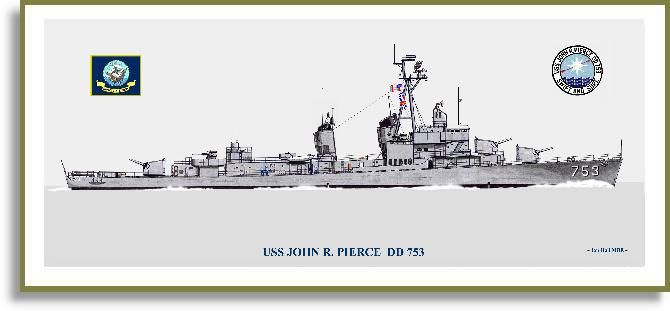 USS John R. Pierce DD-753 in 1960's Ship Print - New Ship Prints ...