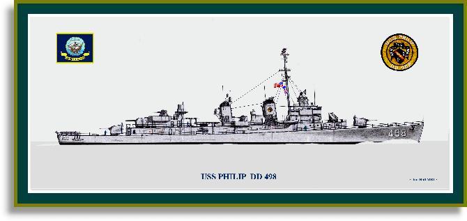 USS Philip DD 498 in 1960s print - Destroyers N-R - PriorService.com