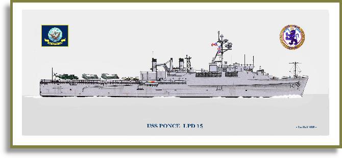軍艦内ショップ購入　未使用　USS Ponce LPD-15 キャップ ネイビー USS Ponce LPD-15 in 1980's Print - Amphibious N-R - PriorService.com