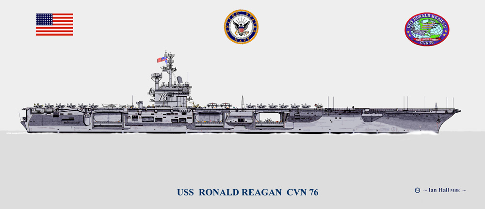 CVN-76USS　RONALD　REAGAN USS Ronald Reagan (CVN 76), USS Theodore Roosevelt (CVN 71), and