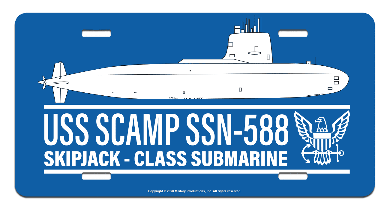 USS Scamp SSN588 License Plate US Navy Submarine License Plates