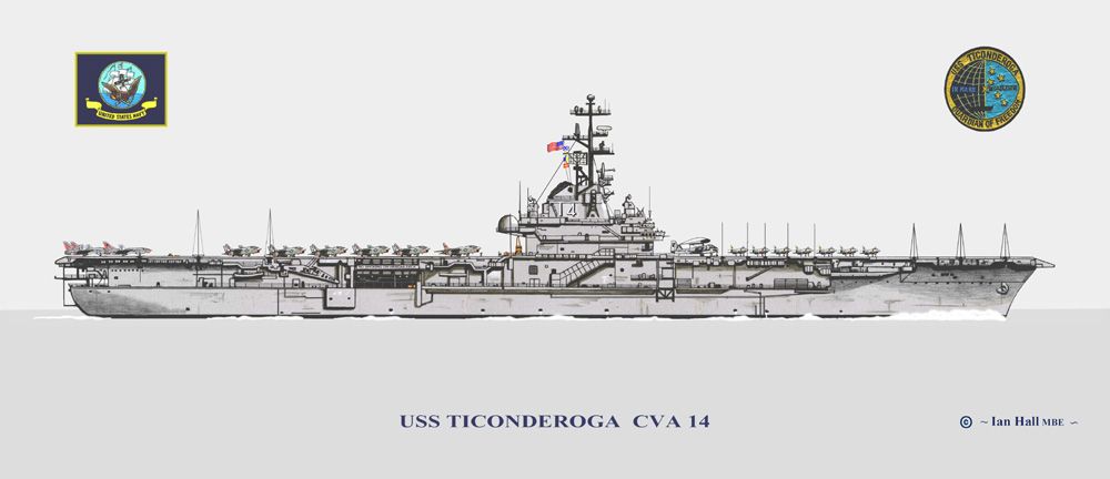 USS Ticonderoga CVA-14 1960's Print - Aircraft Carriers S-Z ...