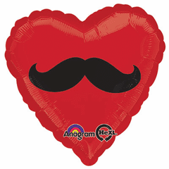17" Mustache Heart Balloon