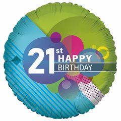 18" 21 Birthday Graphic Balloon