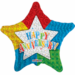 18" Anniversary Patterned Star Balloon