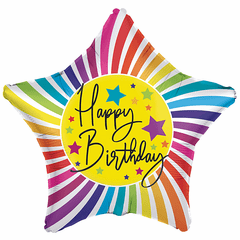 18" Birthday Spiral Stars Packaged