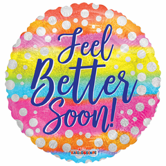 18" Feel Better Soon Dot Holographic Balloon