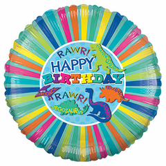 18" Happy Birthday Dino Balloon