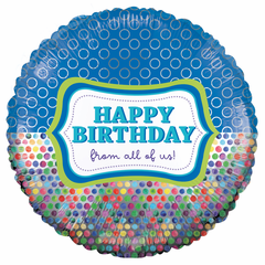 18" Happy Birthday From All of Us Balloon