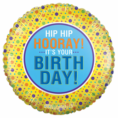 18" Hip Hip Hooray It's Your Birthday Balloon