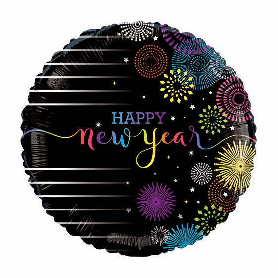 18" HNY Color Bursts Balloon