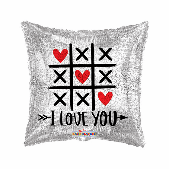 18" I Love You Tic Tac Toe Holographic Balloon